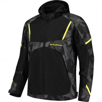 Rusty Stitches Carlo Giacca Moto Tessile Nero Grigio Giallo 2XL