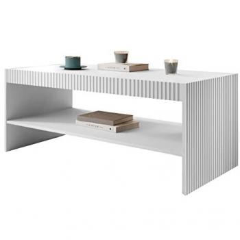 Tavolino da Caffè Levmari 105 – Design Angolare, MDF e Truciolato, Bianco