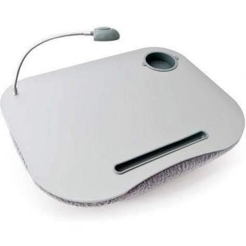 Gray LapDesk with Built‑In LED Light and Cup Holder