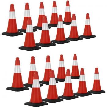Marqueurs de Sécurité 20x Cônes 51 cm Rouge/Blanc