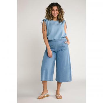 Gonna pantalone con taglio ampio, donna, blu, taglia 60, cotone, Ulla Popken