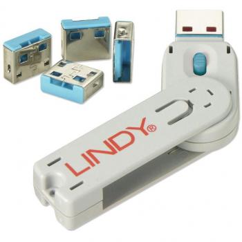 New Lindy 40452 Pack Of 4 USB Port Lock + 1 Key Colour Code Blue