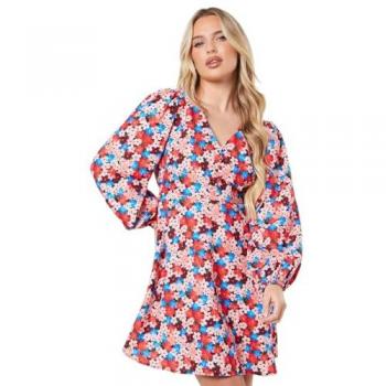 Petite Floral Button Up Mini Dress