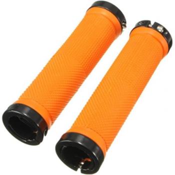 Agarres de Aleación de Aluminio y Caucho para Bicicleta Naranja
