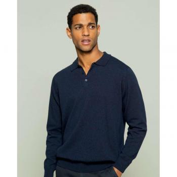 Blusa de Cuello Polo Azul Marino Scotta