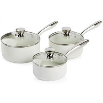 3‑Piece Morphy Richards Accents Saucepan Set – Ivory Cream Ceramic Non‑Stick
