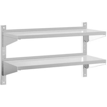Silver Stainless Steel 2-Tier Wall Shelf Measuring 100x40x60 cm, Vidaxl