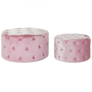 Footrest Dolce Rosa Velvet MDF Glam 2 unità