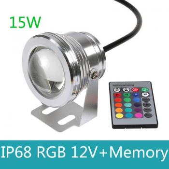 15W 12V RGB LED Pool Light with Remote and Memory