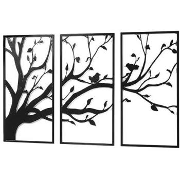 Kobolo Baum Wanddeko Metall dreiteilig