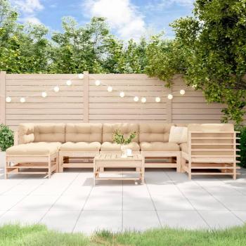 8-Piece Solid Wood Patio Lounge Set with Cushions