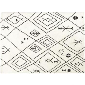 Tapis Marocain Tufté Noir Ecru – Motif Graphique 140x200