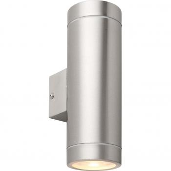 Palin XL Outdoor Up Down Wall Lamp Brushed Stainless Steel & Clear Glass IP44