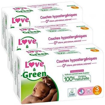 Love & Green Bio-Windeln, Größe 3 (4-9 kg), 3er Pack