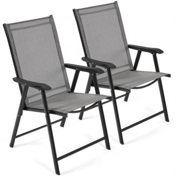 Set di Sedie Pieghevoli per Piscina, Tela Grigia – Yaheetech