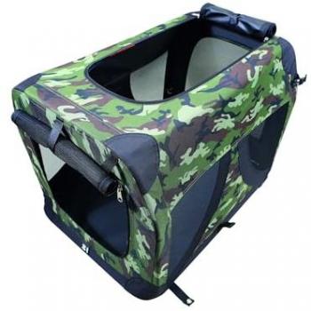 Caisse de Transport Pliable M-PETS Comfort Crate Camouflage avec Cadre Métallique et Grilles d'Aération