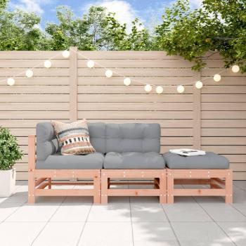 Set de salon de jardin en bois de Douglas avec coussins 3 pcs