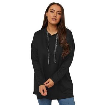 Yours Black Metallic Drawstring Hoodie (Women's) – 18