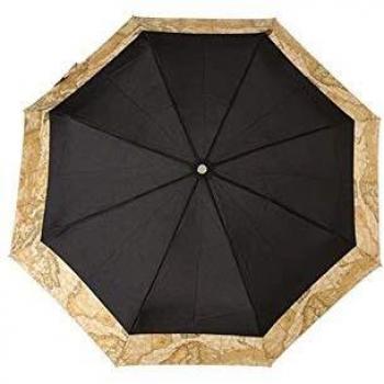 Ombrello Automatico da Donna di Alviero Martini Prima Classe in Nero Geometrico con Fondo Bordo Nero