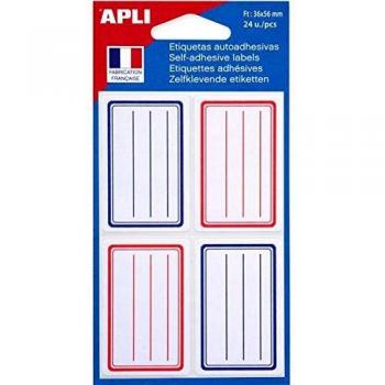 Agipa Buchetiketten, liniert, 36 x 56 mm, rot/blau