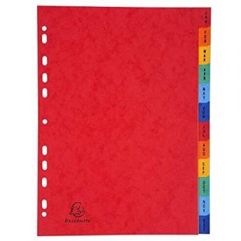 Europa Jan-Dec Dividers A4 Assorted