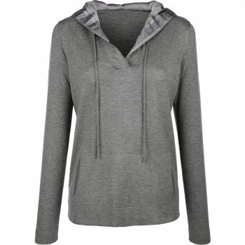 Alba Moda Softcap Pullover für Damen – gefütterte Kapuze, Hotfix‑Finish, Größe 34