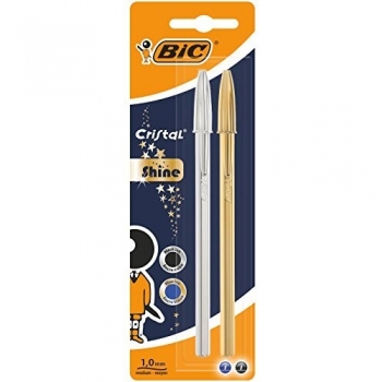 BIC Cristal Original Shine Or et Argent Stylos-Bille Pointe Moyenne