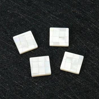 2PCS Natural Mother of Pearl Square Tiles for Artistic Jewelry Making