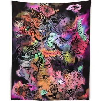 Psychedelische Blumen Tapisserie