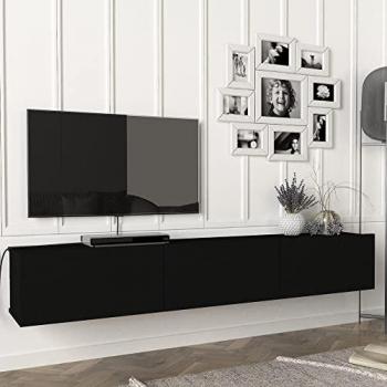 En.casa TV-Schrank Vihti 180x31x29,5cm Schwarz