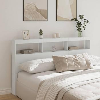 Tête de lit avec éclairage LED et espace de rangement blanc 180x17x102 cm