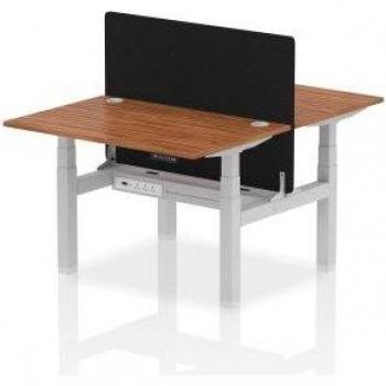 AirBack Duo 1200x800 Walnut Top Desk with Silver Frame