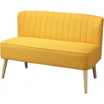 Loungesoffa med två sittplatser, gul tyg – 117×56,5×77 cm