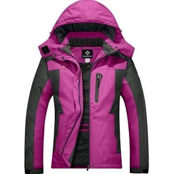 GEMYSE wasserdichte Berg-Skijacke für Frauen Winddichte Fleece Outdoor-Winterjacke mit Kapuze