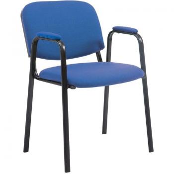Décoshop26 Chaise Visiteur – Tissu Bleu, Piètement Métal Noir