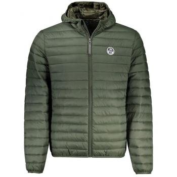 Doudoune longue North Sails couleur verte, capuchon, 2 compartiments externes