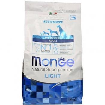 Monge Light Salmone E Riso Kg 2,5 All Breed. Crocchette per Cani