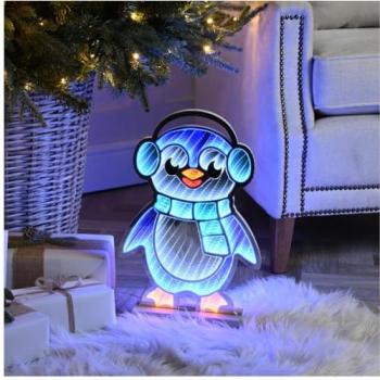 40cm Penguin Infinity Glow – Blue & White LEDs