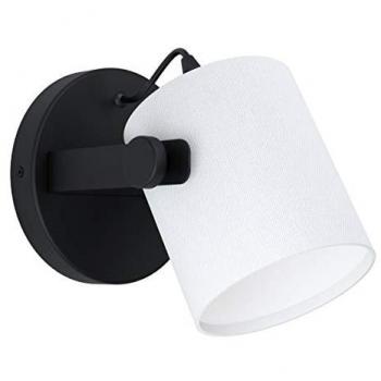 EGLO Applique Hornwood, lampada da parete moderna con dettaglio in legno, nero