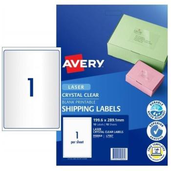 Avery L7567 Crystal Clear One‑Up Shipping Labels – 10 Pack