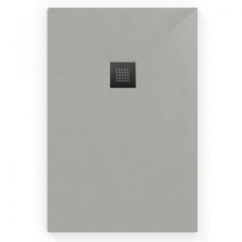 Alek Douché Rectangular 100x90 cm – marbre coulé gris avec siphon