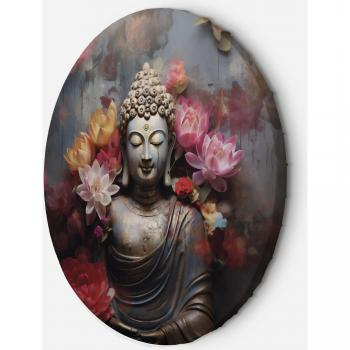 Abstract Floral Buddha Canvas – Pink 40x40