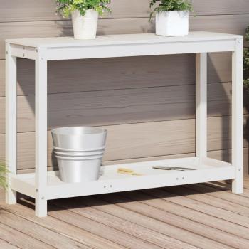 Mesa de Trabalho VidaXL – Pinho Mácio Branco com Prateleira (108x35x75 cm)