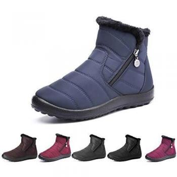 Bottines de Neige Camfosy Femmes Filles, Tissu Imperméable Fourrure, Chaussures Ville, Bleu, 40 EU