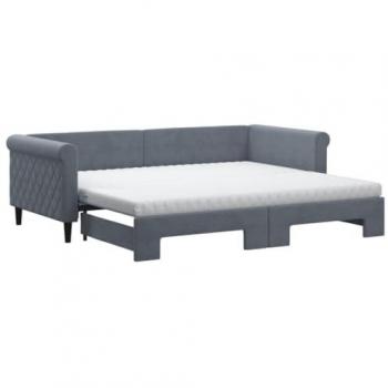 Sofá cama extraíble con colchón gris oscuro 90x200 cm