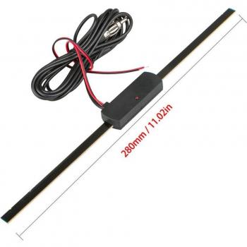 Windshield‑Mount 12V FM/AM Radio Antenna Booster – Black, Universal Fit