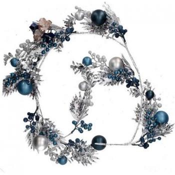 Festone plastico 125 cm con sfere argento e blu – Vac
