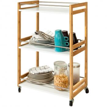 Tri-Shelf Kitchen Storage Trolley (White)