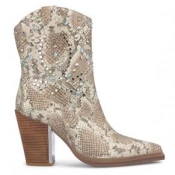 Botines de Piel con Tachas y Tacón Bloque