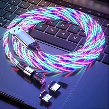 Sichtbares LED‑Magnetkabel 1 m/2 m – 360° / 180° Rotation, 3 A Quick Charge